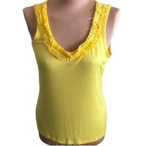 Apostrophe Misses Knit Top Sleeveless Ruffle Buttercup Yellow Sz.M
